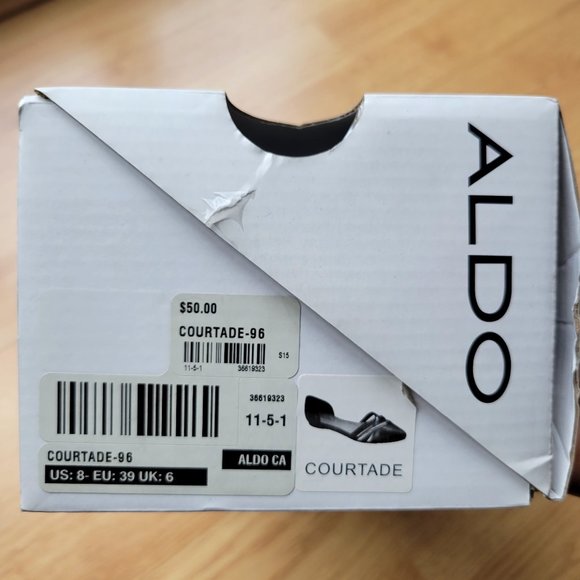 ALDO Black Genuine Leather Flats With Gold Accent - Picture 6 of 7